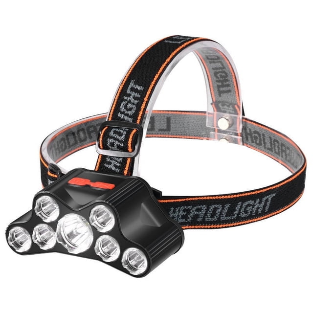 Linterna frontal potente de 5 núcleos, recargable, portátil, brillante, para pesca nocturna, tiro largo, faro de trabajo montado en la cabeza