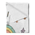 thumbnail image 2 of Unicorn Soft Flannel Fleece Throw Blanket, Hand Drawn Rainbow with Doodle Stars and Believe in Wonder Words Positive Vibes, Cozy Plush for Indoor and Outdoor Use, 50" x 70", Multicolor, by Ambesonne, 2 of 5