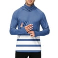 thumbnail image 5 of LTTVQM Men’s Outdoor UV Block Hooded Rash Guard Classic Two Tone Horizontal Stripe Print Built-in Full Face Cover Lightweight Cooling Boating Kayaking Shirt Royal Blue M, 5 of 6