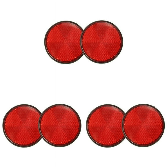 6Pcs Round Red Reflector Universal for Motorcycle ATV 5.6 x 0.8cm