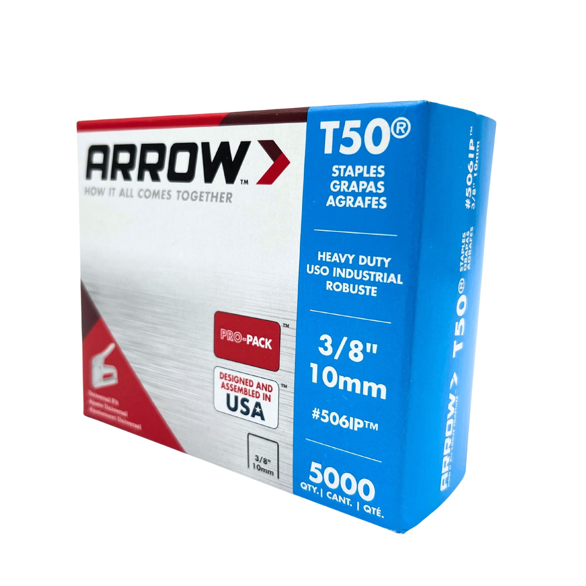 (2 pack) Arrow T50 Staples 3/8-inch, Durable Flat Crown for Heavy Duty Staple Gun