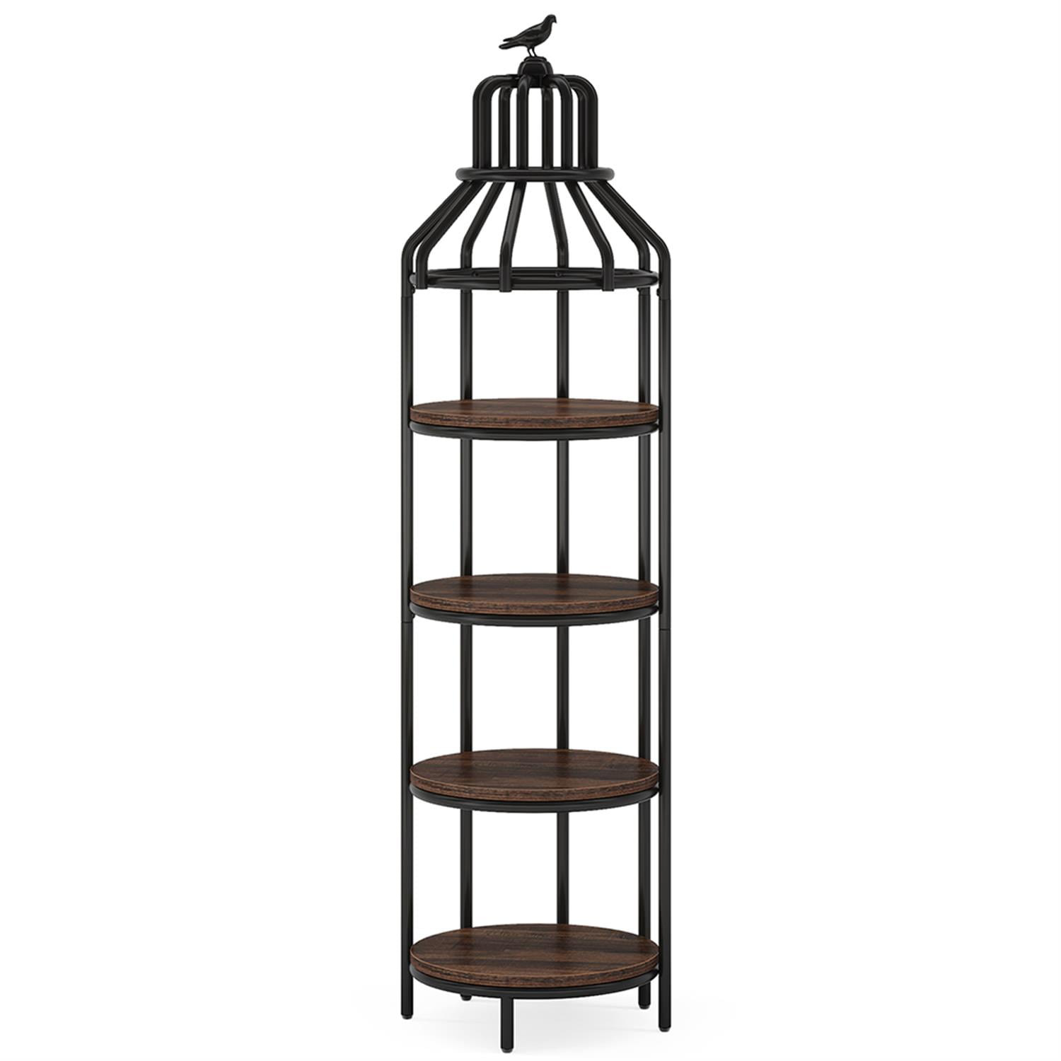Demi Bonn 70"dustrial Bookshelf, 4-Tier Etagere Bookcase with Bird Cage Design for Bedroom, Living Room, Brown