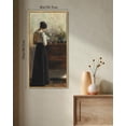 thumbnail image 5 of Drsoum Vintage Wall Art Classic Moody Elegant Woman Stands Reading a Book Victorian Wall Prints Kitchen Bathroom Office Decor 8x16in Natural Framed, 5 of 7