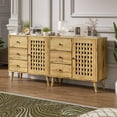 thumbnail image 5 of Heynemo Accent Cabinet with Drawers, Entryway Cabinet with Oak Legs, Wooden Decorative Sideboard Cabinet with Adjustable Shelf & Doors for Living Room, Entryway, Dining room, Natural, 5 of 6