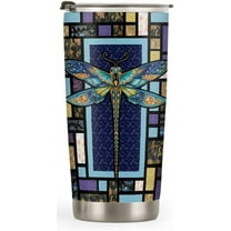 20oz Dragonfly Gifts for Women, Valentines Day Gifts for Her, Birthday Gifts for Women, Mom, Wife, Daughter, Friends Inspirational Gifts Dragonfly Mosaic Tumbler Cup Travel Coffee Mug with Lid