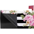 thumbnail image 3 of Coolnut Mailbox Covers Magnetic Oversize Flowers On Black White Stripe Seasonal Mail Wraps for Home Outdoor Decor, 25.4"x20.78", 3 of 5