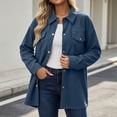 thumbnail image 6 of Women Waffle Knit Shacket Sevevn Point Collar Button Down Oversized Fit Textured Waffle Fabric Dual Chest Pockets Long Sleeve Outerwear For Daily Casual Wear, 6 of 8
