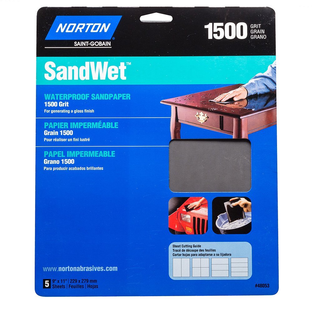 Norton SandWet™ Wet/Dry Sandpaper, 5Pack, 1500Grit, Grit 1500 By