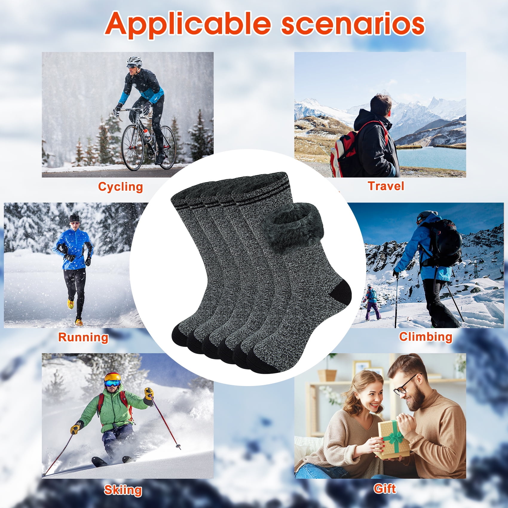 KOITHOT 3 Pack Thermal Socks for Men & Women, Thick Warm Winter Socks for Cold Weather
