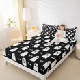thumbnail image 3 of Feelyou Cartoon Ghost Bed Sheets, Spooky Halloween Full Size Sheets, Black White, 4pcs, 1 Flat Sheet, 1 Fitted Sheet and 2 Pillowcases, 3 of 5