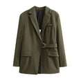 thumbnail image 3 of Great Gifts for Less Ofreoo Womens Solid Color Belt Backless Waist Cinched Long Sleeved Suit Jacket Lightweight Jacket Women, 3 of 8