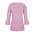 thumbnail image 5 of RXIRUCGD Blouse T-Shirt Décontractée à Manches Courtes Imprimée Mode Rayée pour Femmes, Rouge, Taille : L, 5 of 5
