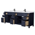 thumbnail image 3 of Wyndham Collection Beckett 84" Wood Double Bathroom Vanity in Dark Blue/White, 3 of 6