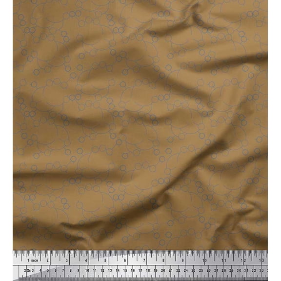 Soimoi Silk Fabric Circles Shirting Decor Fabric Printed Yard 42 Inch Wide