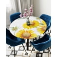 thumbnail image 5 of Round Tablecloth with Elastic Sunflowers In White Waterproof Stain-proof Table Cover Wipeable Fitted Table Cloths for 36"-44" Round Tables Dining Kitchen, 5 of 6