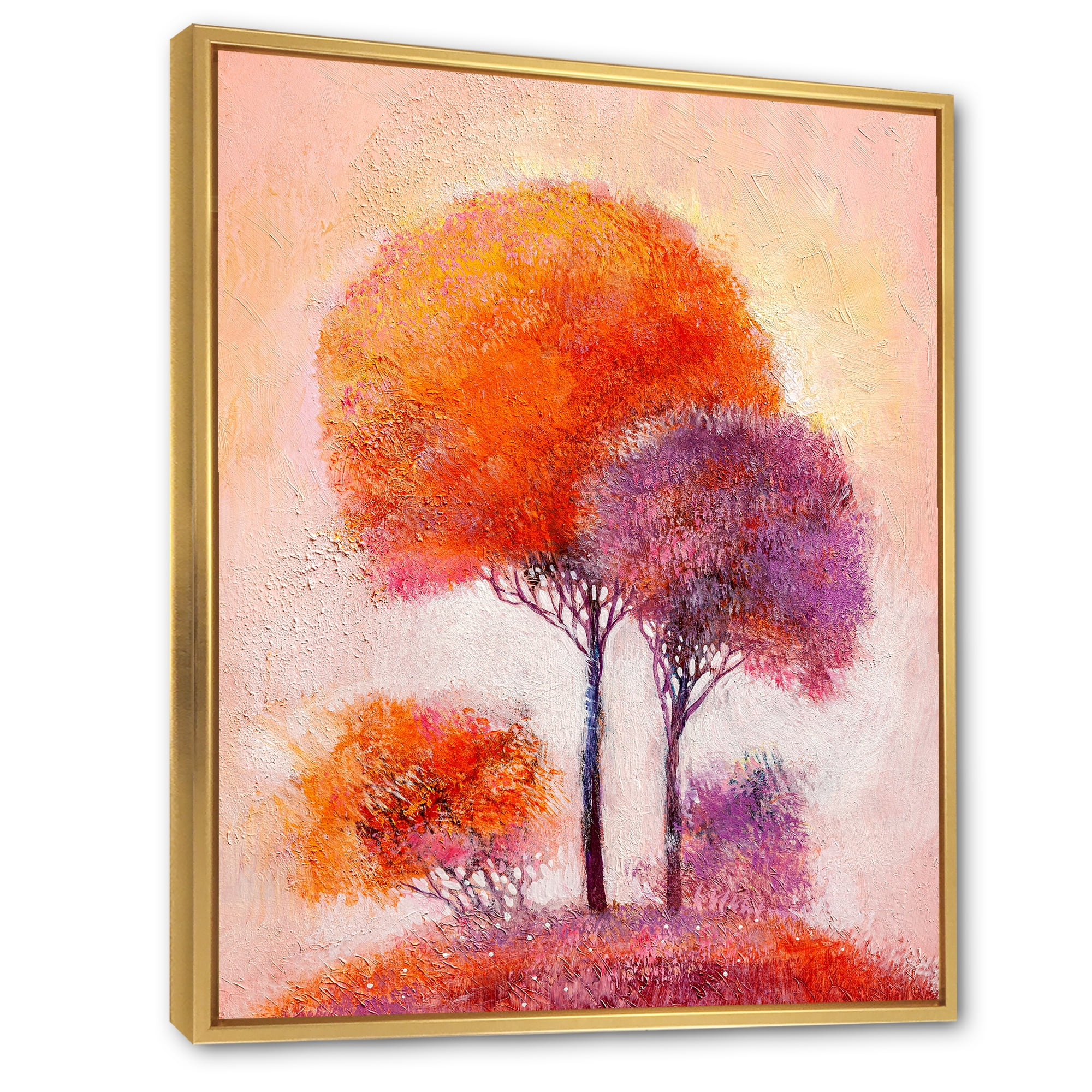 Designart 'Colourful Trees Abtract Impression I' Traditional Framed Canvas Wall Art Print