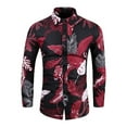 thumbnail image 7 of PBNBP Mens Dress Shirts Floral Print Personality Business Long Sleeve Dress Shirts Vintage Button Down Shirts Turn Down Collar Tops, 7 of 7