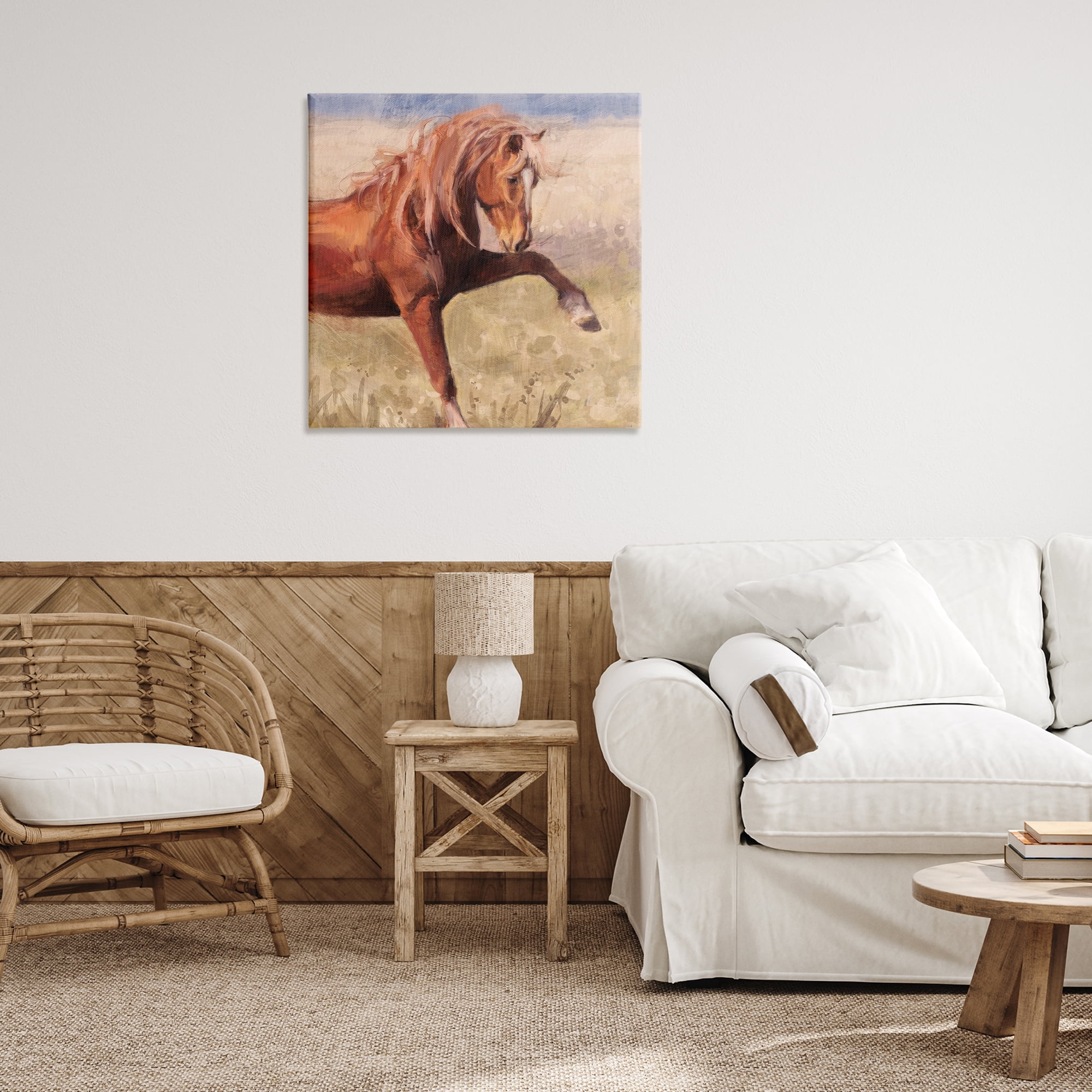 Stupell Industries The Red Stallion Portrait Animals & Insects Painting Gallery Wrapped Canvas Art Print Wall Art, 30 x 30