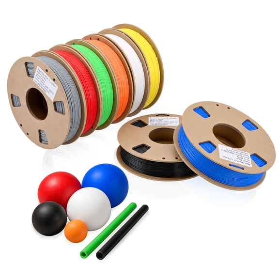 8 Rolls 3D PLA Printer Filament, 1.75mm PLA Filament 250g Spool Bundle for Most 3D FDM Printer(Black White Red Blue Grey Yellow Orange Green)