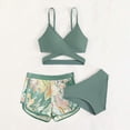 thumbnail image 4 of TOWED22 Girl's 3 Piece Swimsuit Set Solid Color Spaghetti Strap Bikini Bathing Suit with Beach Cover Up Skirt Swimwear AG,12 Y, 4 of 4