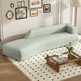 thumbnail image 2 of 109.4" Curved Chaise Lounge, Modern  Boucle Fabric Cloud Couch with No-Leg Design, Upholstered Recliner Sofa for Living Room, Study Room, and Apartment, Green, 2 of 7