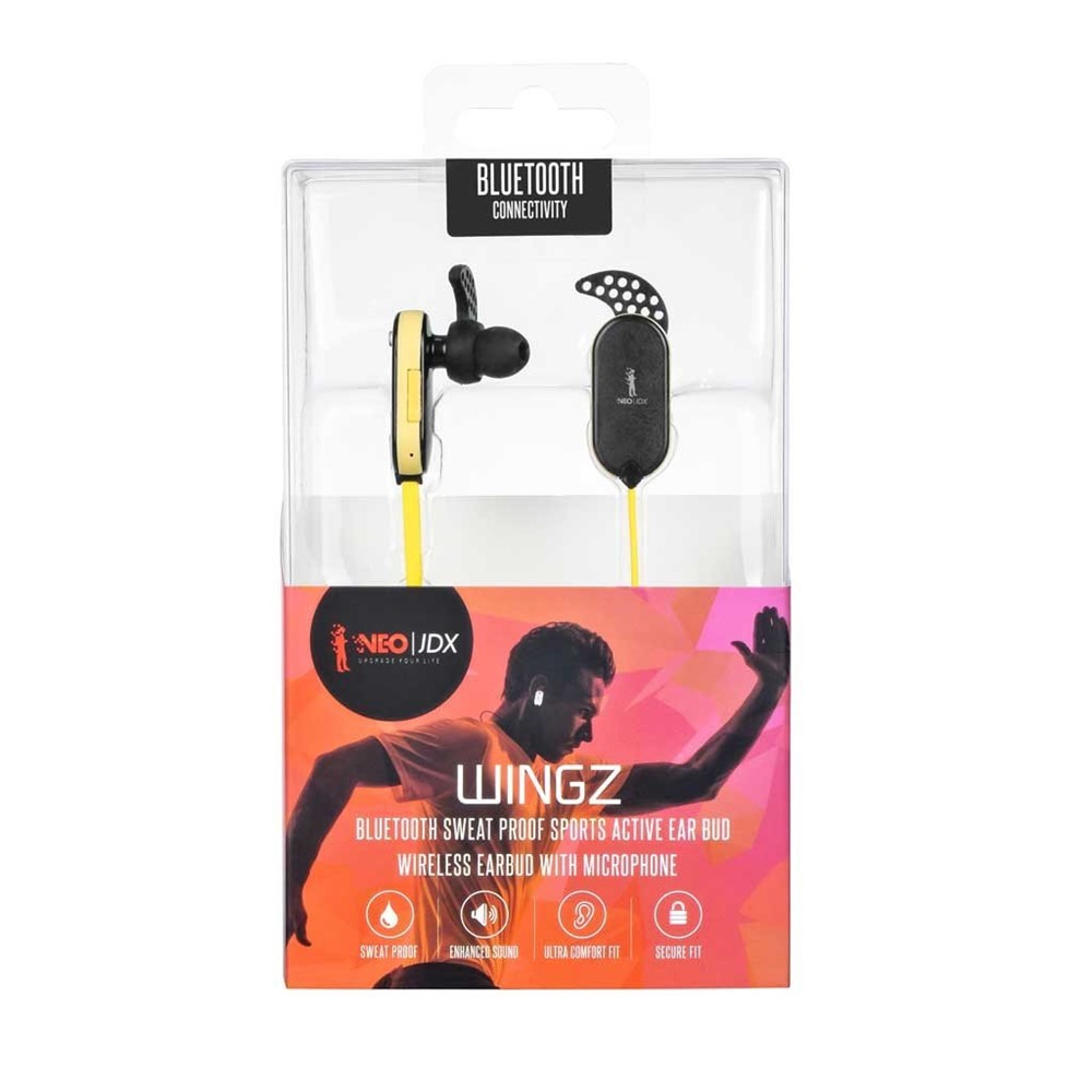 Neojdx Wingz Bluetooth Headphones, Wireless Sports Earphones w/ Mic IPX5 Waterproof HD Stereo Earbuds 6 Hour Battery Noise Cancelling Headsets