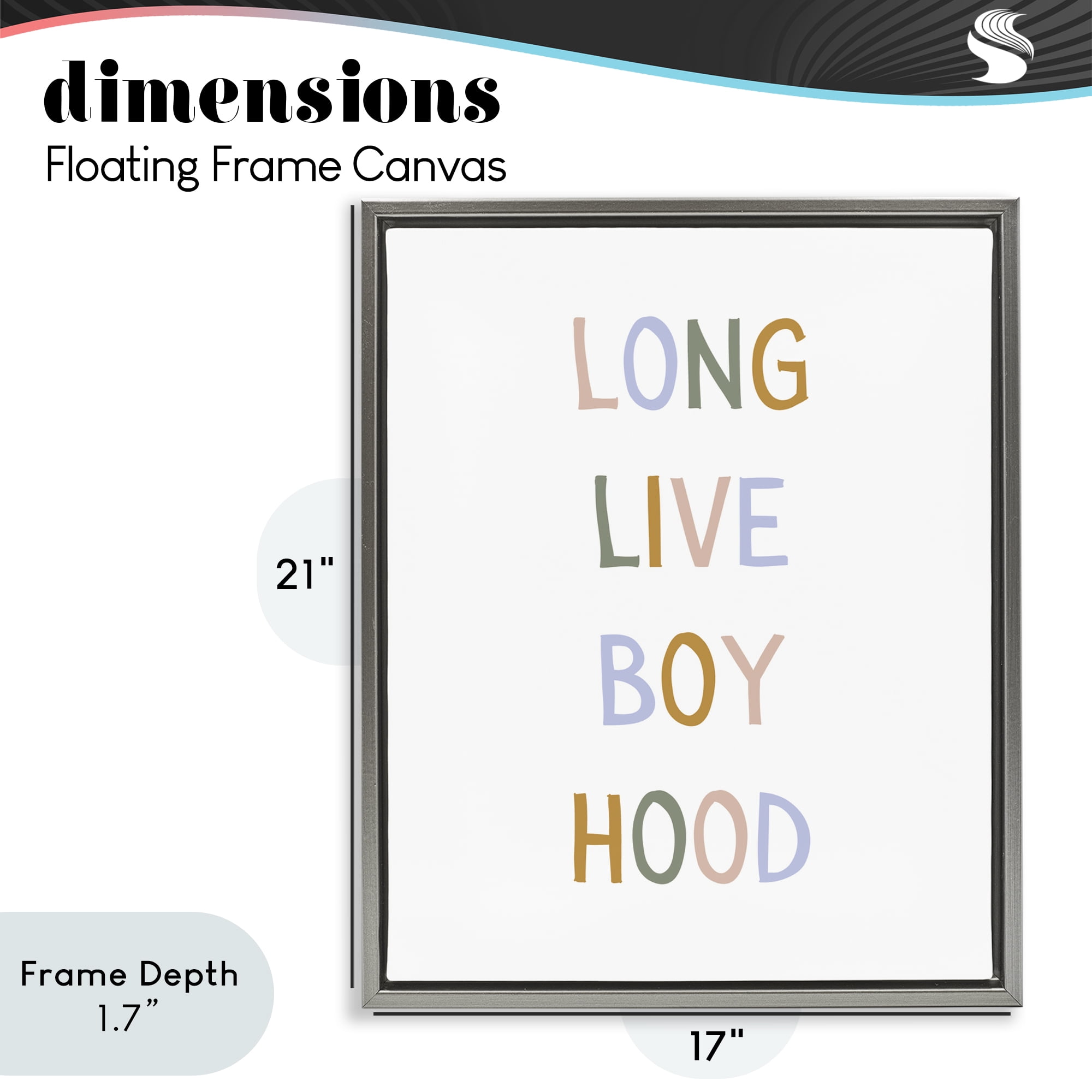 Stupell Industries Long Live Boy Hood Gray Framed Floater Canvas Wall Art, design by Katie Griggs