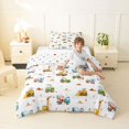 thumbnail image 4 of Manfei Cartoon Animals Twin Comforter Sets,Cute Boys Art Bedding Set,White,Polkadot Reversible,2pcs,1 Comforter and 1 Pillowcase, 4 of 7