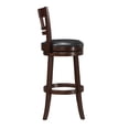 thumbnail image 3 of Solid Wood Swivel Bar Stool - 360° Rotating Pub Chair with Dark Cherry Finish & Black Faux Leather Seat, 43"H, Perfect for Dining Rooms & Home Bars, 3 of 5