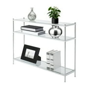 Convenience Concepts Royal Crest Console Table in Clear Glass With Chrome Frame