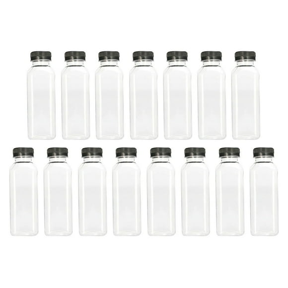 DEELLEEO 15pcs Empty Beverage Containers Plastic Juice Bottles with Lids for or Juice Milk