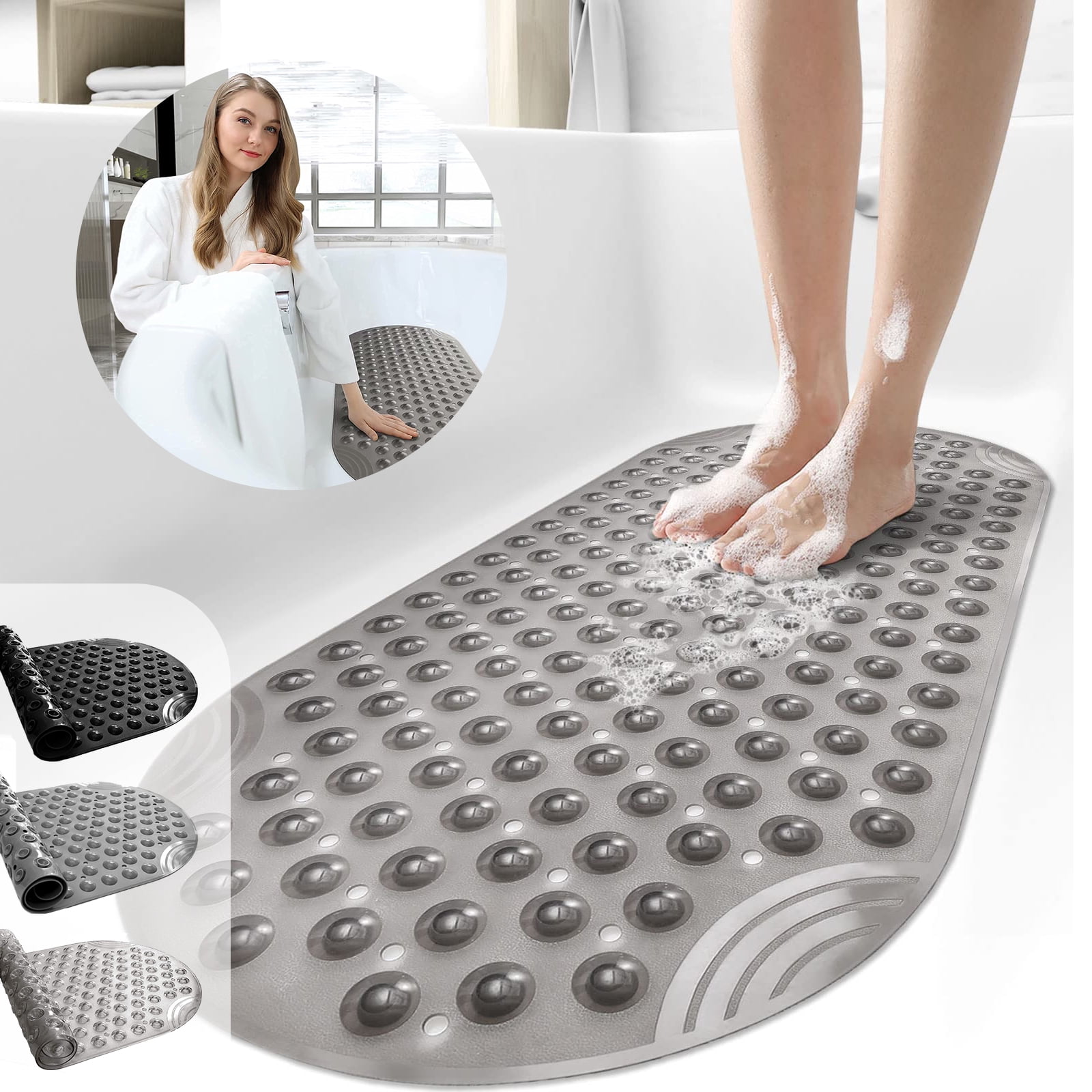 Semfri Bath Tub Shower Mat Non Slip Shower Floor Mats for Bathroom Bath