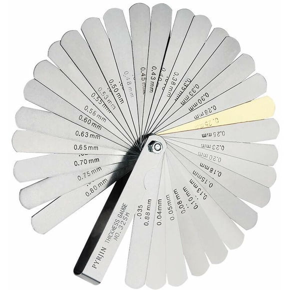 Feeler Gauge, Feeler Gauge Set, 32 Blades in Metric/Imperial Marking, for Measuring Clearance Width/Thickness Sizes