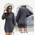 thumbnail image 5 of VENUZOR Long Sleeve Sweater Dress for Women 2025 Fall Ridded Kint Casual Mock Turtleneck Dress lightweight Puff Sleeve Sweater Dress Pullover, 5 of 6