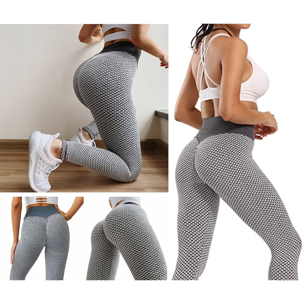 MOSHENGQI Women Cross Waist Butt Lifting Leggings with Pockets High Waisted Workout Yoga Pants 