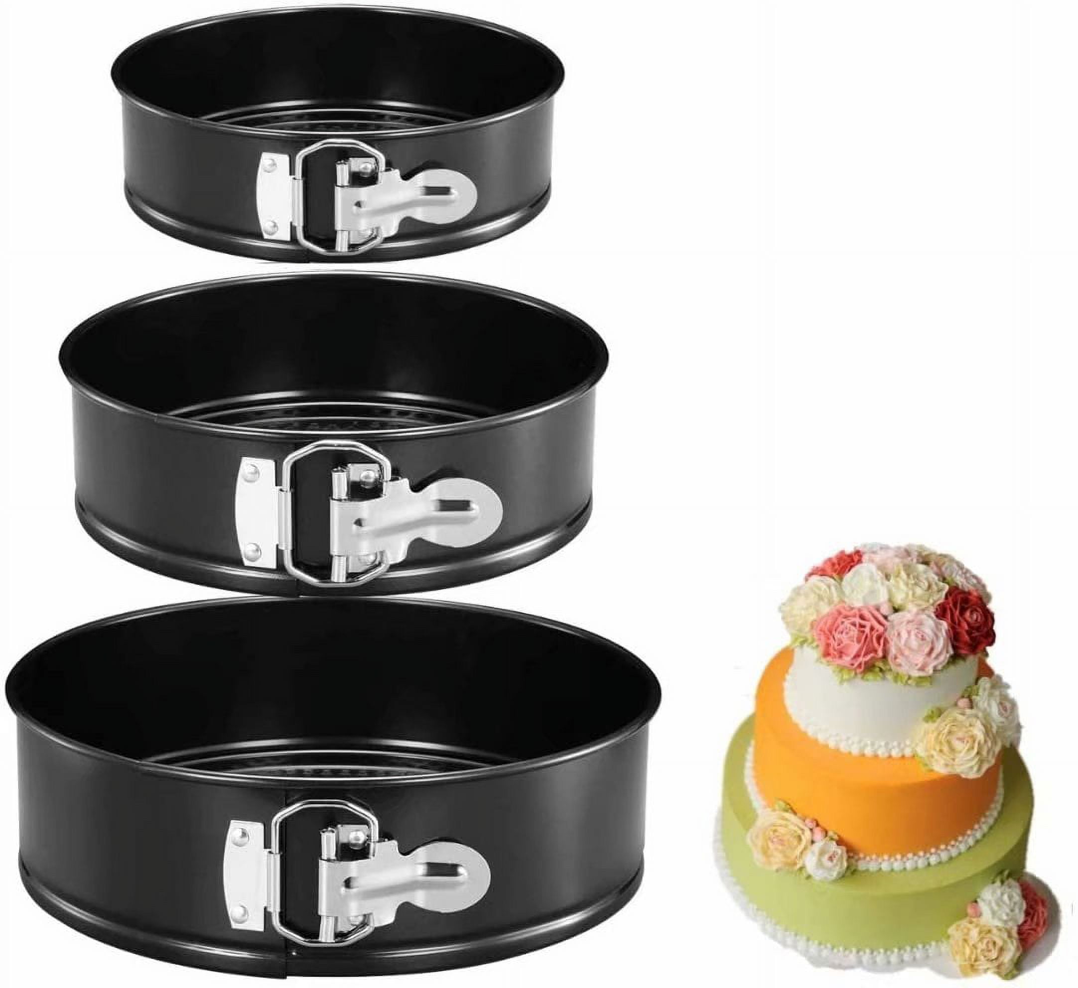 MASSUGAR Springform Cake Pan Set of 3 - Nonstick Leakproof Round Cheesecake  Pan with Removable Bottom, Circle 3 Tiered 4 7 9 inch Spring form Pans