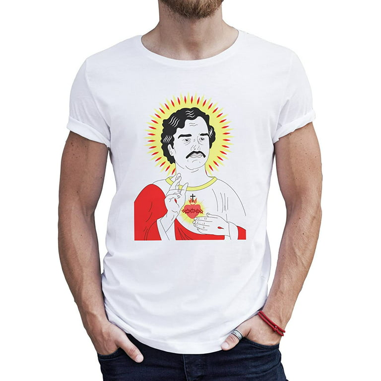 Pablo Escobar Gaviria Narcos Is The Saint Parody Holy Quality Mens T- Shirt -