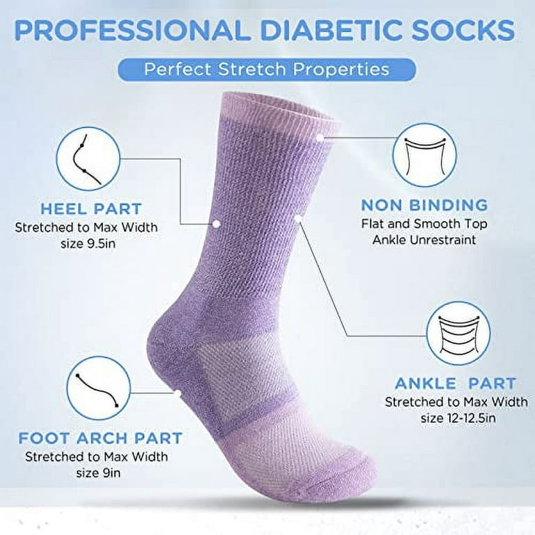  Bulinlulu Calcetines para diabéticos para mujeres y hombres, 6  pares de calcetines de bambú para diabéticos, calcetines anchos con puntera  sin costuras (L, colores brillantes, 6 pares) : Salud y Hogar