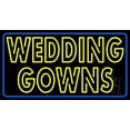 thumbnail image 1 of Double Stroke Wedding Gowns Blue Border LED Neon Sign 20" Tall x 37" Wide - inches, Black Square Cut Acrylic Backing, with Dimmer - Premium built indoor Sign for Storefront, Store interior, Studio., 1 of 7
