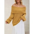 thumbnail image 2 of The Shoulder Sweater for Women Fall Winter Oversized Pullover Lantern Long Sleeve Soft Knit Sweater Top Dark Yellow XL, 2 of 8