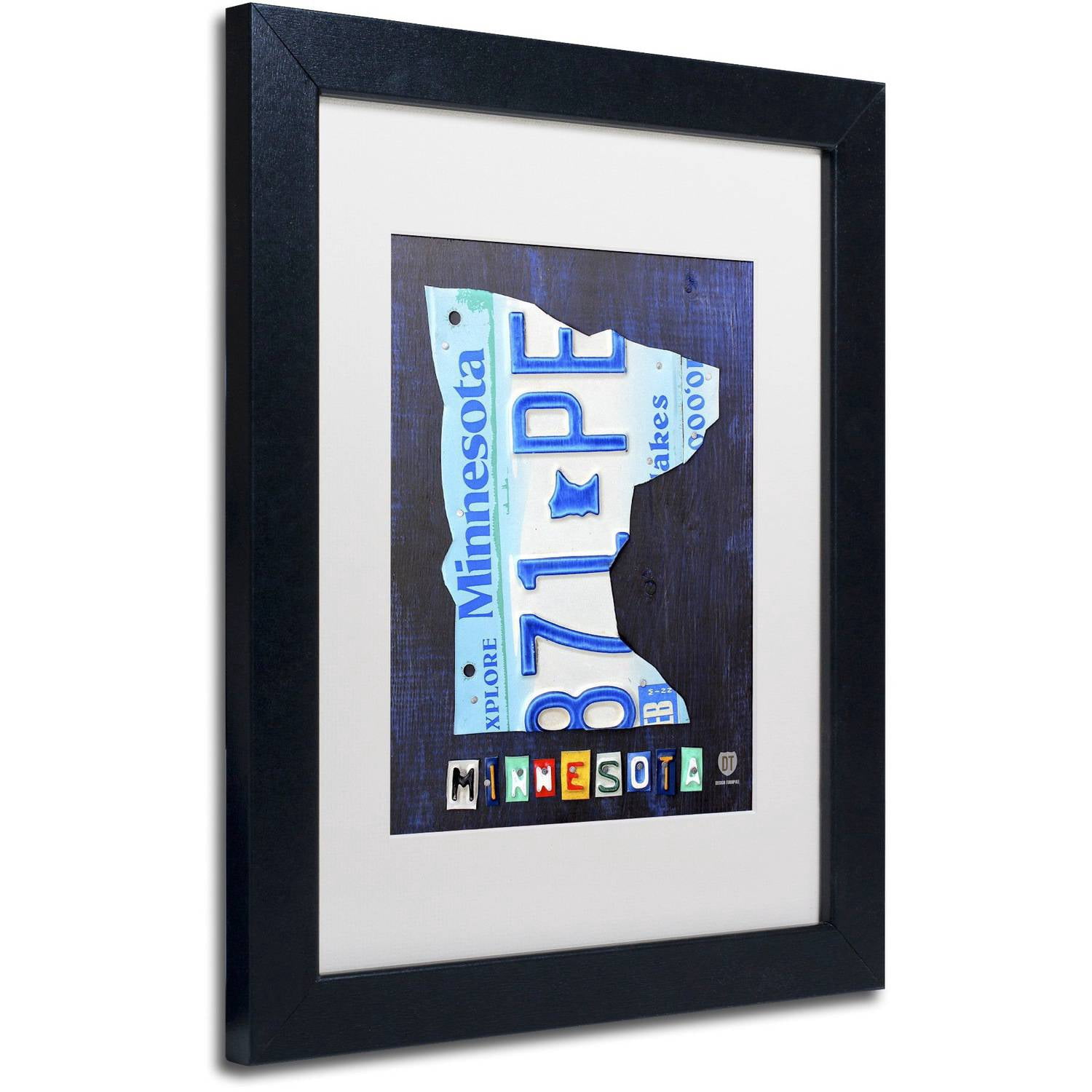 Trademark Fine Art 'Minnesota License Plate Map' Canvas Art by Design Turnpike, White Matte, Black Frame