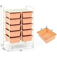 thumbnail image 2 of AOJDVE 10 Drawers Rolling Cart, Classroom Organizers, Storage Cart with Wheels, for Teacher Office Home School Supplies Tool Craft Art Paper, Peach Fuzz, 2 of 17