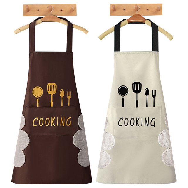 Coofit Kitchen Apron Funny Waterproof: 2PCS Cooking Apron Bib Apron with Pocket & Towel