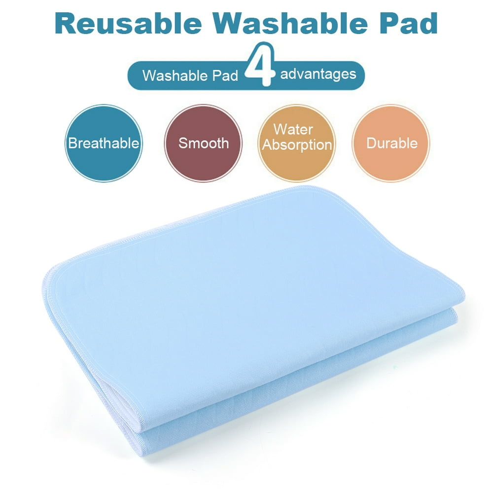 WALFRONT Adult Reusable Washable Incontinence Pads Unisex Absorbent Incontinence Bed Pads Blue