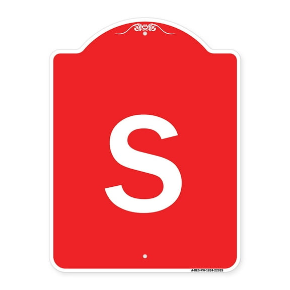 SignMission A-DES-RW-1824-22928 18 x 24 in. Designer Series Sign - Sign with Letter S , Red & White