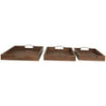 thumbnail image 6 of DecMode 18", 20", 16"W Brown Wood  Tray with Black Metal Handles, 3-Pieces, 6 of 8