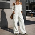thumbnail image 6 of Edvintorg Denim Jumpsuit for Women Plus Size Adjustable Straps Long Sleeve Loose Casual Jean Jumpsuits Women's Clothes S-3XL White, 6 of 8