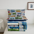 thumbnail image 4 of Comforter Set Twin Size Train Bedding, Colorful Steam Engine Truck Bedding Comforter Sets Train Transportation Quilted Duvet 2Pcs,Gray, Blue, Red, Yellow, 4 of 6