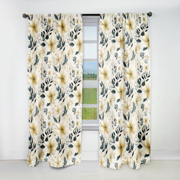 Designart "Serene Vine Floral Joy" Floral Blackout Curtain Panels