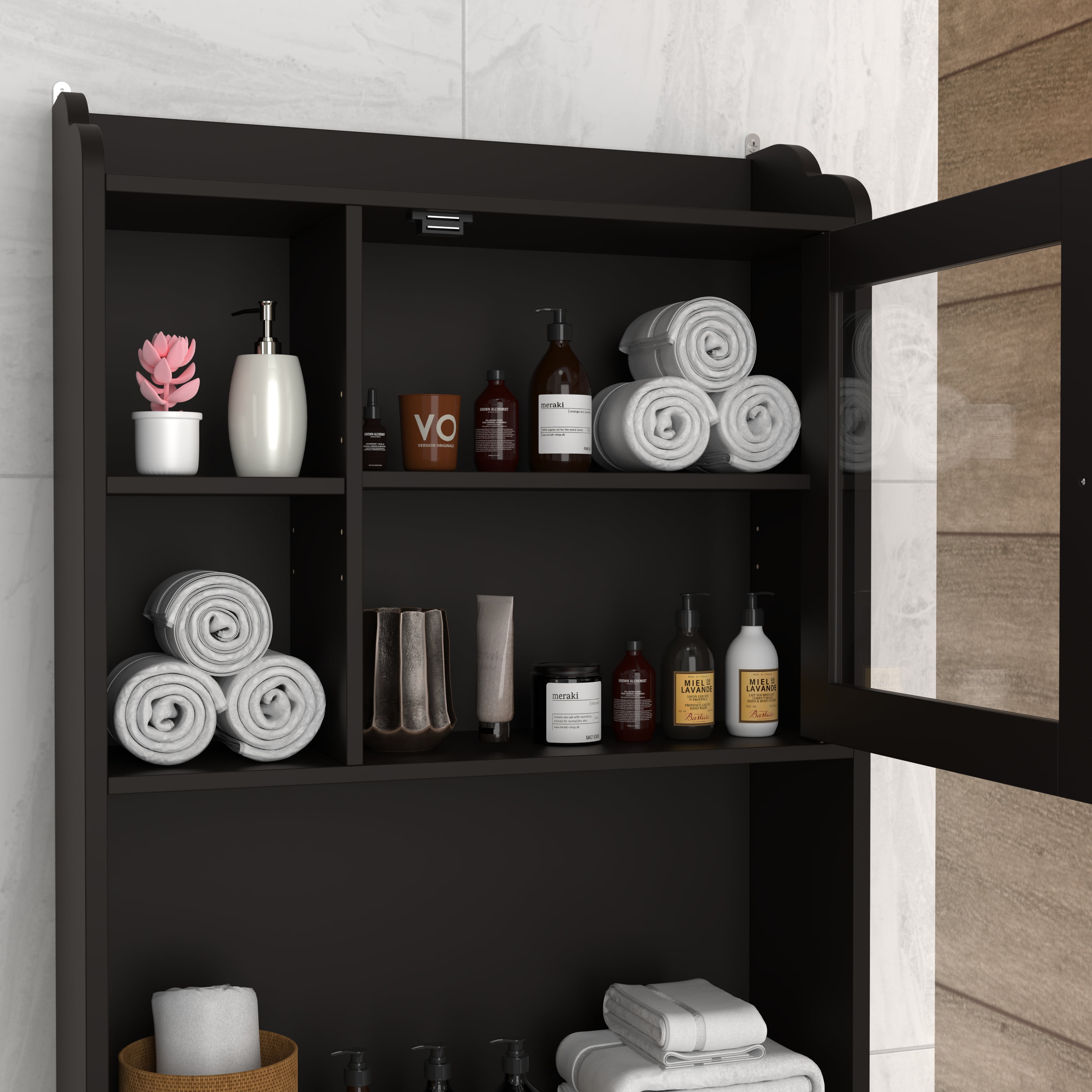 Over The Toilet Storage Cabinet Bathroom Space Saver Organizer Freestanding Wood Storage Cabinet,Espresso 02